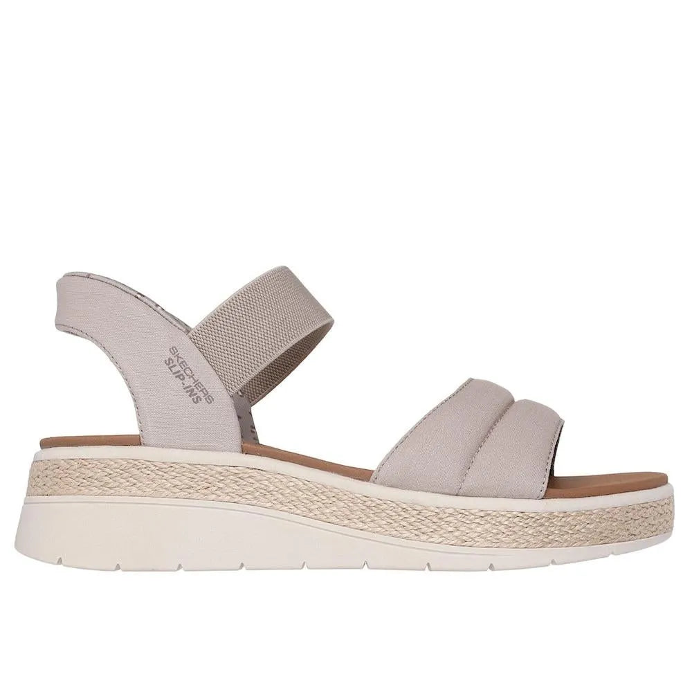 Skechers 114413 BOBS Sun Ray Ladies Taupe Textile Vegan Elasticated Sandals
