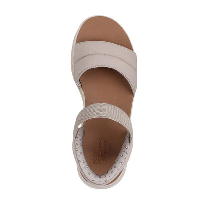 Skechers 114413 BOBS Sun Ray Ladies Taupe Textile Vegan Elasticated Sandals