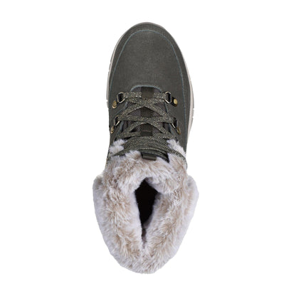 Skechers 167882 Trego - Snow Worries Ladies Olive Suede Waterproof Lace Up Ankle Boots