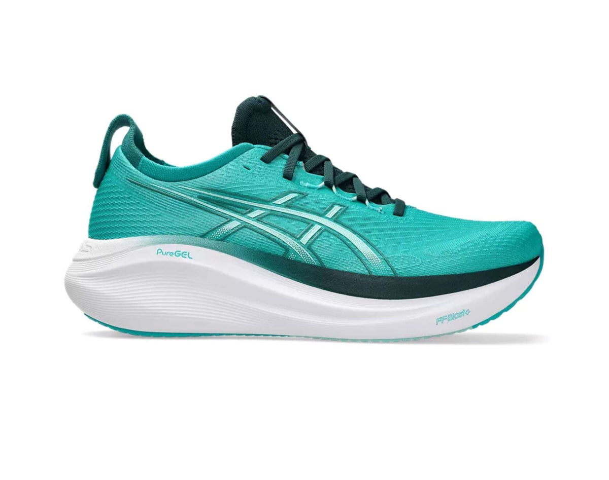 Asics GEL Nimbus 27 Mens Running Shoes – WAVE TEAL/SAXON GREEN 400