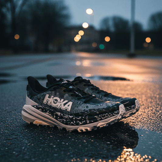 Hoka Speedgoat 6 Lightweight Cushioned Trail Running Shoes – High-Grip Outdoor Trainers – Black / Gray